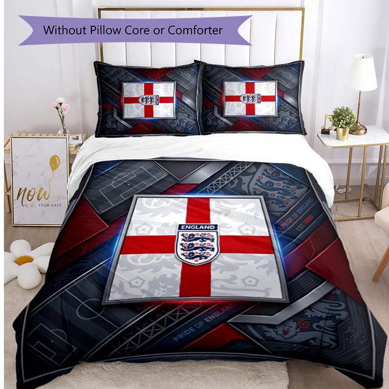 England Football Printed Bedding 3 Piece Set Cozy Breathable Bed Cover Set as Housewarming Holiday Gift