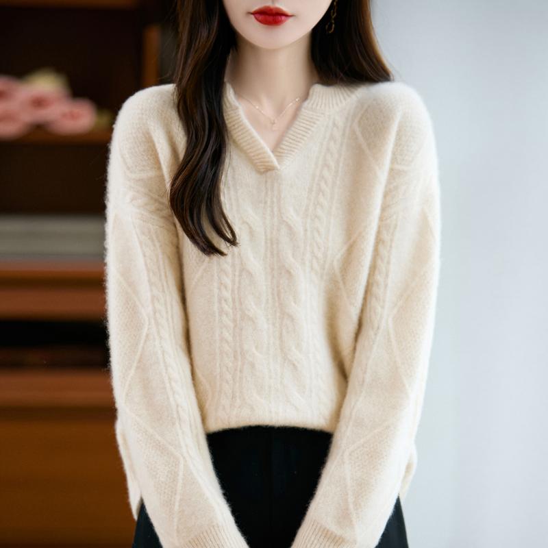 Женский кашемировый свитер Qinghe кашемир 30% кашемир 70% шерсть осенне-зимний пуловер теплый и модный