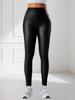 Брюки из ПУ кожи с высокой посадкой, карманами, для йоги, спортивные, фитнеса, бега, леггинсы, ночной клуб