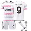 Подростки Дети Взрослые Индивидуальное Имя Футбольные Комплекты 23/24 Ювентус Выездной #9 Влахович Спортивный Тренировочный Комплект Джерси с Носками