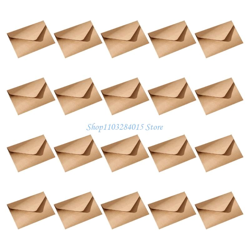 R6FF 20Pcs Vintage Envelopes 4x2.76Inch Small Folding Envelopes Invitation Envelope