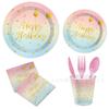 Hot Stamping Dot Theme Party Tableware Paper Plate Paper Towels Birthday Supplies Gradual Change Birthday Disposable Birthday Party