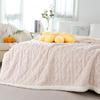 Double-layer Thickened Lambskin Jacquard Tuff Fleece Blanket for Office Nap - Solid Color AB Version.