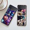 Роскошный чехол для Samsung Galaxy Z Flip 4 3 5G Черные жесткие ПК чехлы для телефона Модная задняя крышка ZFlip Funda Jujutsu Kaisen Аниме-оболочка