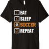 Ешь Спи Футбол Повторяй Смешная Премиальная Футболка для Футболистов и Болельщиков