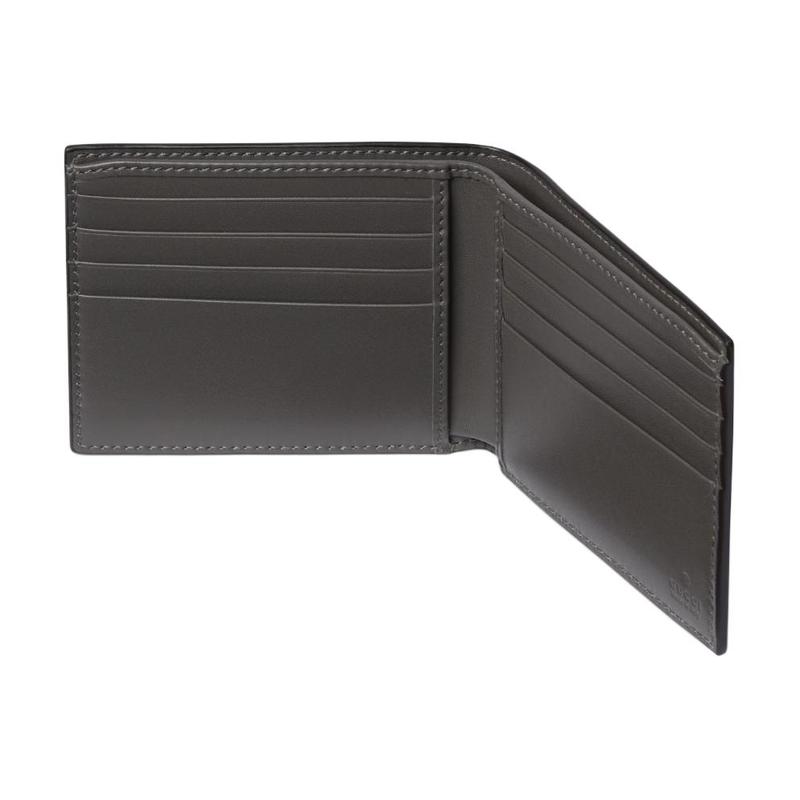 Gucci GG Emblem double G letter embossed GG printed embossed leather wallet men's gray