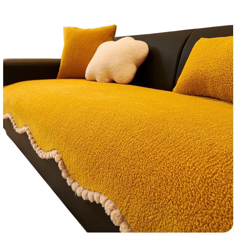 Нескользящий чехол на диван из шерсти ягненка: Толстая, цельная подушка для осени и зимы