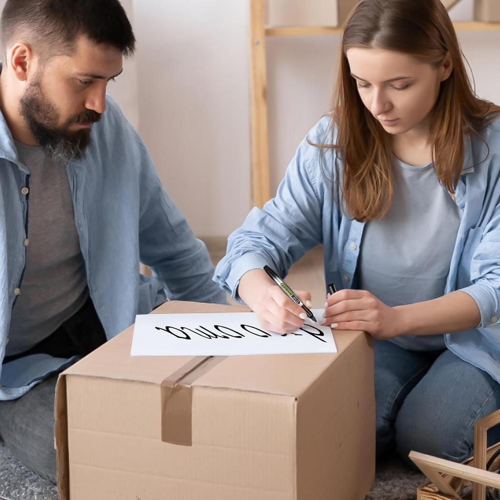 SFAIH Black Permanent Markers Bulk - 24 Pack, 1s Quick Dry, Non-Fading, Fine Point Permanent Pens for Plastic Glass Metal Wood Paper Stone, Office