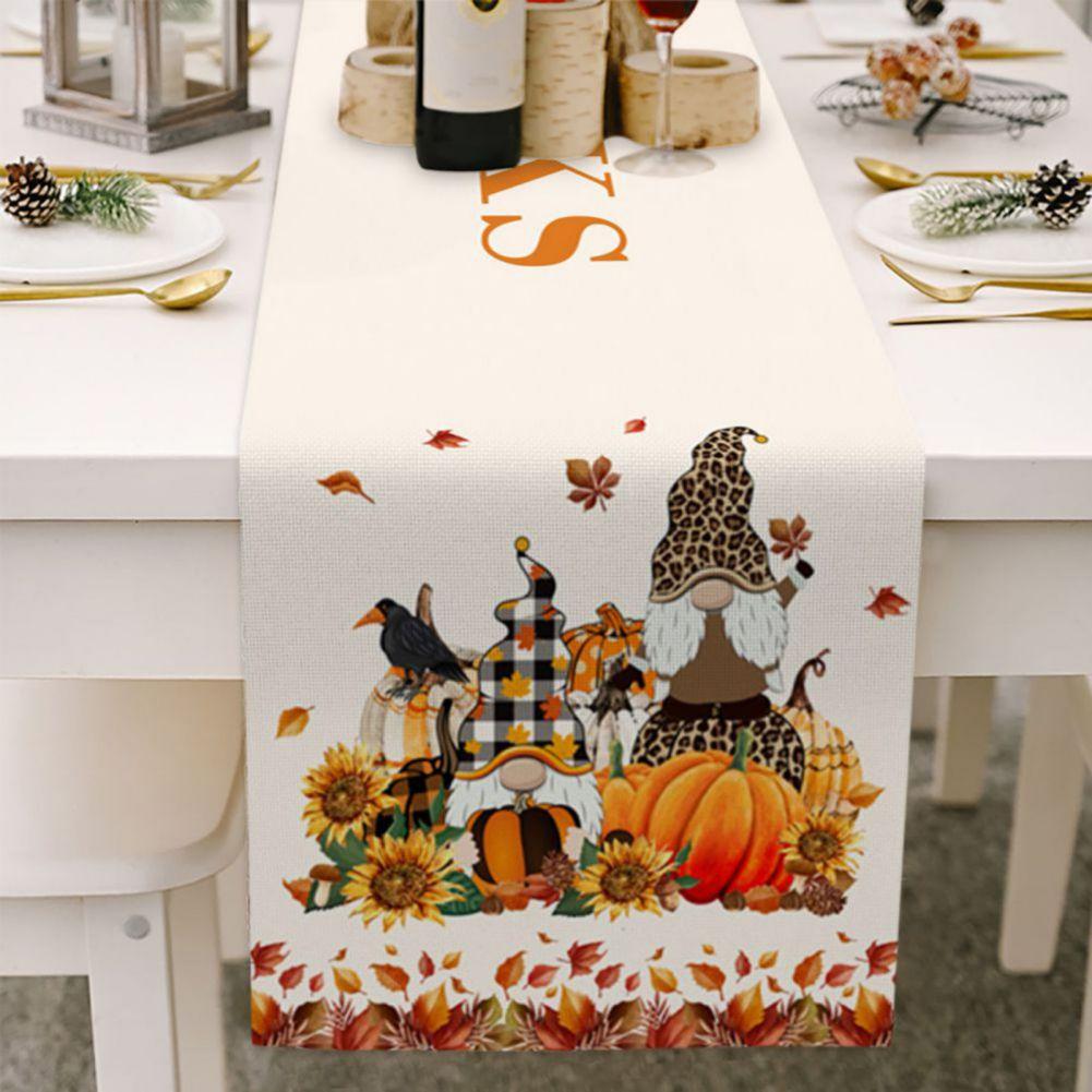 Autumn Thanksgiving Table Runner Kitchen Dining Table Decoration for Home Party Indoor Outdoor Tablecloth 13X70 Inch