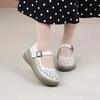 Retro Hole Mother Shoes 2025 Summer New Round Head Hollow Breathable Wedge Heel Shallow Mouth Middle-aged Non-slip Sandals Women