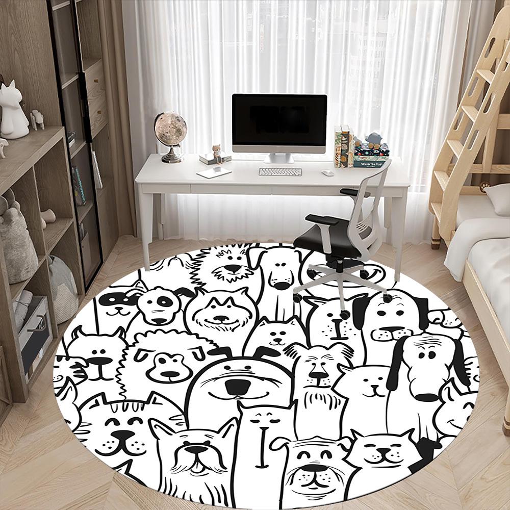 1pc Dog Prints Chair Carpet for Office Non Slip, Lightweight, Machine Washable Rug for Office Holiday Decor