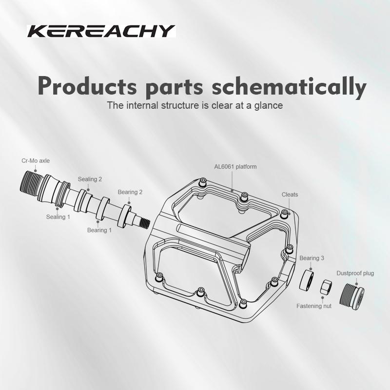KEREACHY High-grade Non-slip Aluminum Single Mountain Bicycle Pedal Bicycle Accessories Bike Pedal 3 Bearing Bicycle Pedal