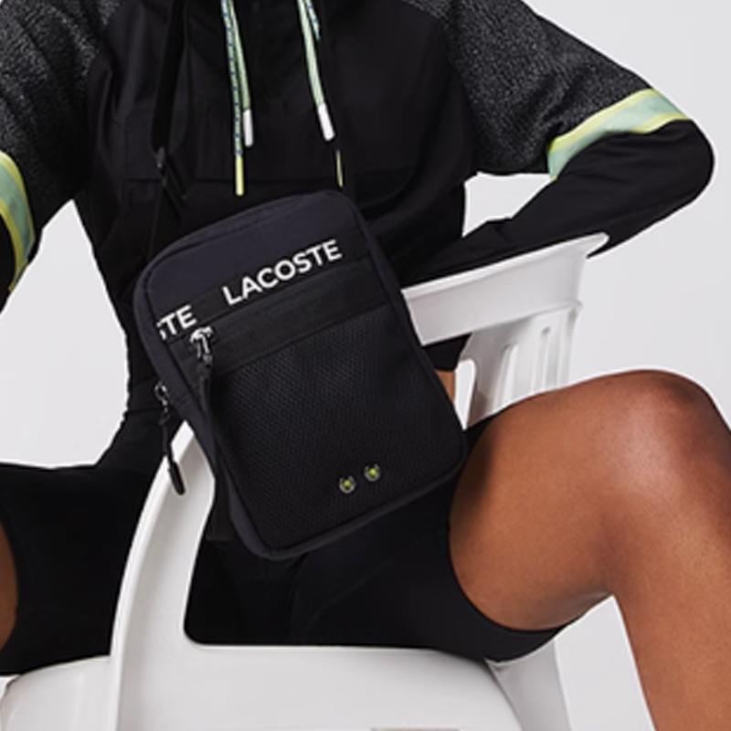 Lacoste Модная портативная повседневная нейлоновая сумка через плечо на плечо Средняя унисекс сумки Черная NU3797UH-000