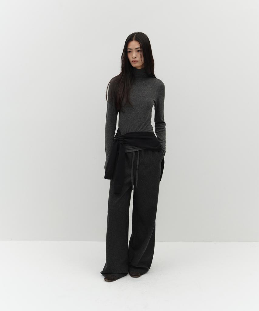 Loutaideu Wool Strap Pants [Charcoal]