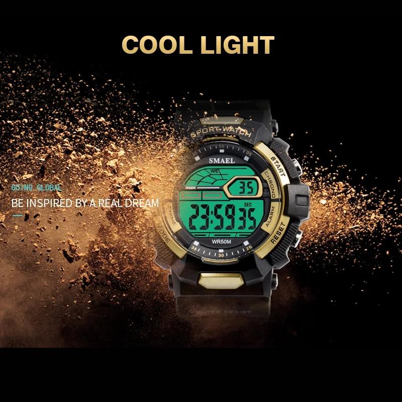 Smael 1527 Shock Resistant LED Function Adjust Wristwatch Reloj Digital Resin Material Watch Outdoor Sports Creative Men Date