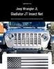 18-25 Jeep Wrangler JL JT Black & White American Flag Grille Insect Net
