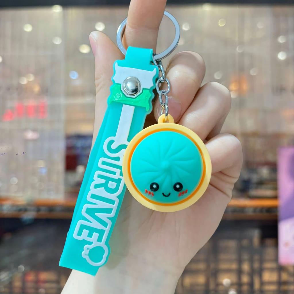 New Cute Creative Bun Keychain Pendant Simulation Chinese Cuisine Xiao Long Bao Pendant Schoolbag Pendant Car Keychain