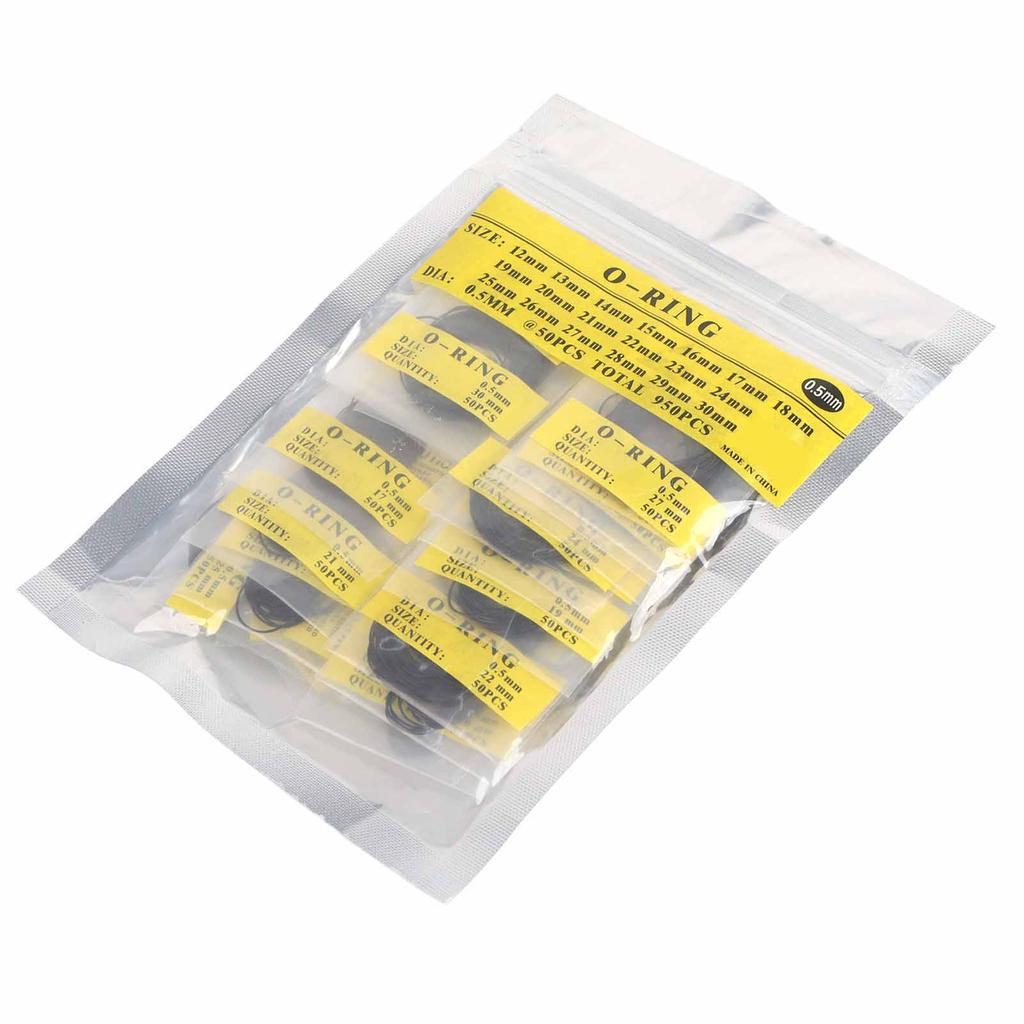 Набор 950 шт. 0.5 0.6 0.7мм 12мм30мм Универсальные резиновые уплотнительные кольца для задней крышки часов