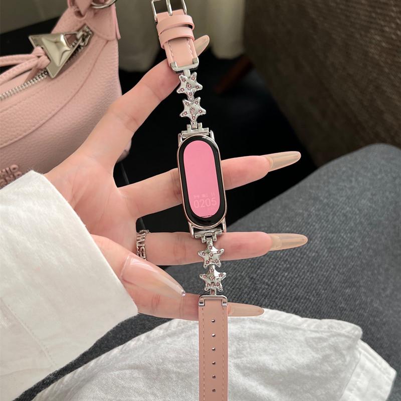 Роскошный кожаный ремешок-бабочка для Xiaomi Mi Band 9 8, ремешок для умных часов Mi Band 8 9 Pro, спортивный браслет, сменный красный ремешок для часов mi watch 4