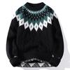 Men's Long Sleeve Knit Sweaters Fall Winter Crewneck Loose Fit Warm Sweater for Men Casual Twist Textured Patterned Cable Knitted Pullover Sweaters