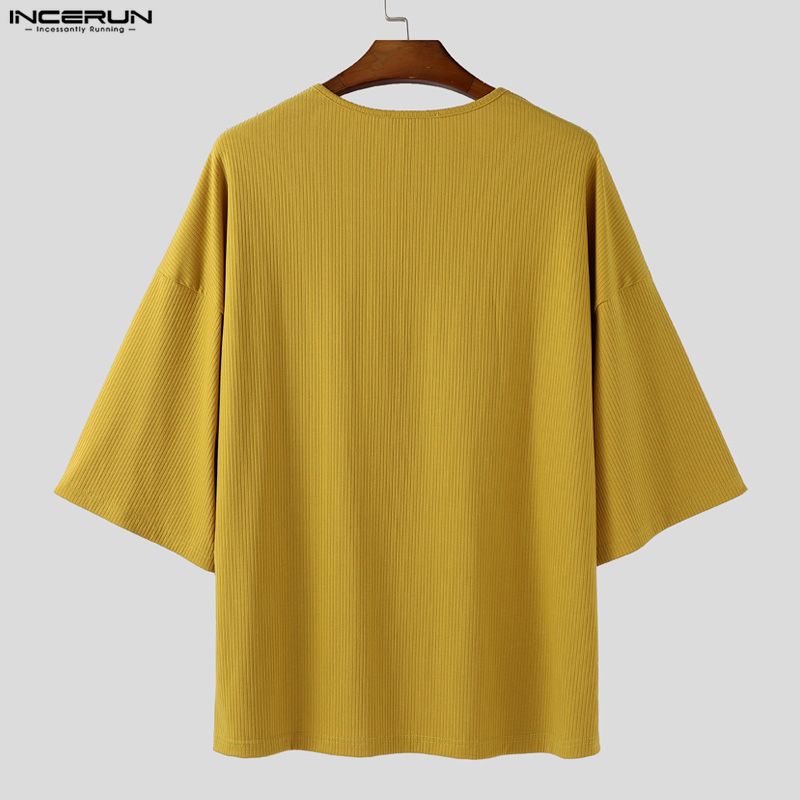 INCERUN Мужские футболки оверсайз с круглым вырезом, коротким рукавом, 3D цветочным принтом, со швами, повседневные, рубчик, топы