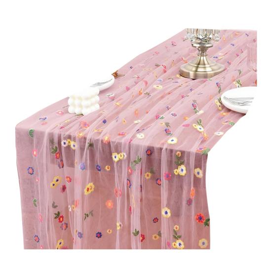 Цветочная скатерть-дорожка Весенняя Летняя Цветочная скатерть-дорожка 6 футов Тюль