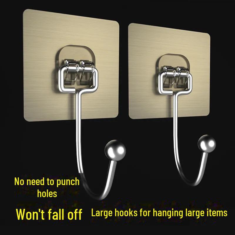Stainless Steel Multifunctional Kitchen Hooks – Large Seamless, Punch-Free Design