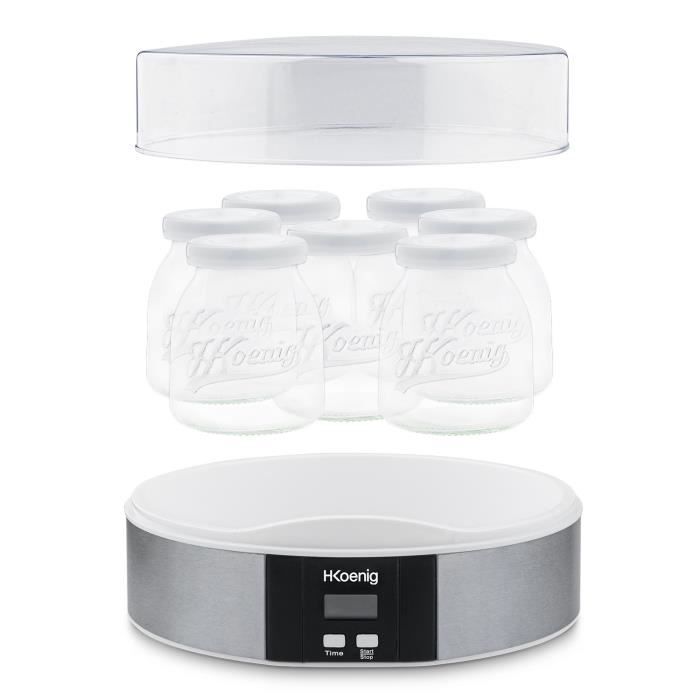 Yaourtière HKOENIG - ELY70 - Capacité 7 pots de 160ml - Programmable jusqu'à 15h - 15W