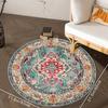 1Pcs  Boho Chic Pattern Round Area Rug Indoor Non-Slip Washable Fiber Carpet Soft Comfortable Mat For Bedroom Living Room