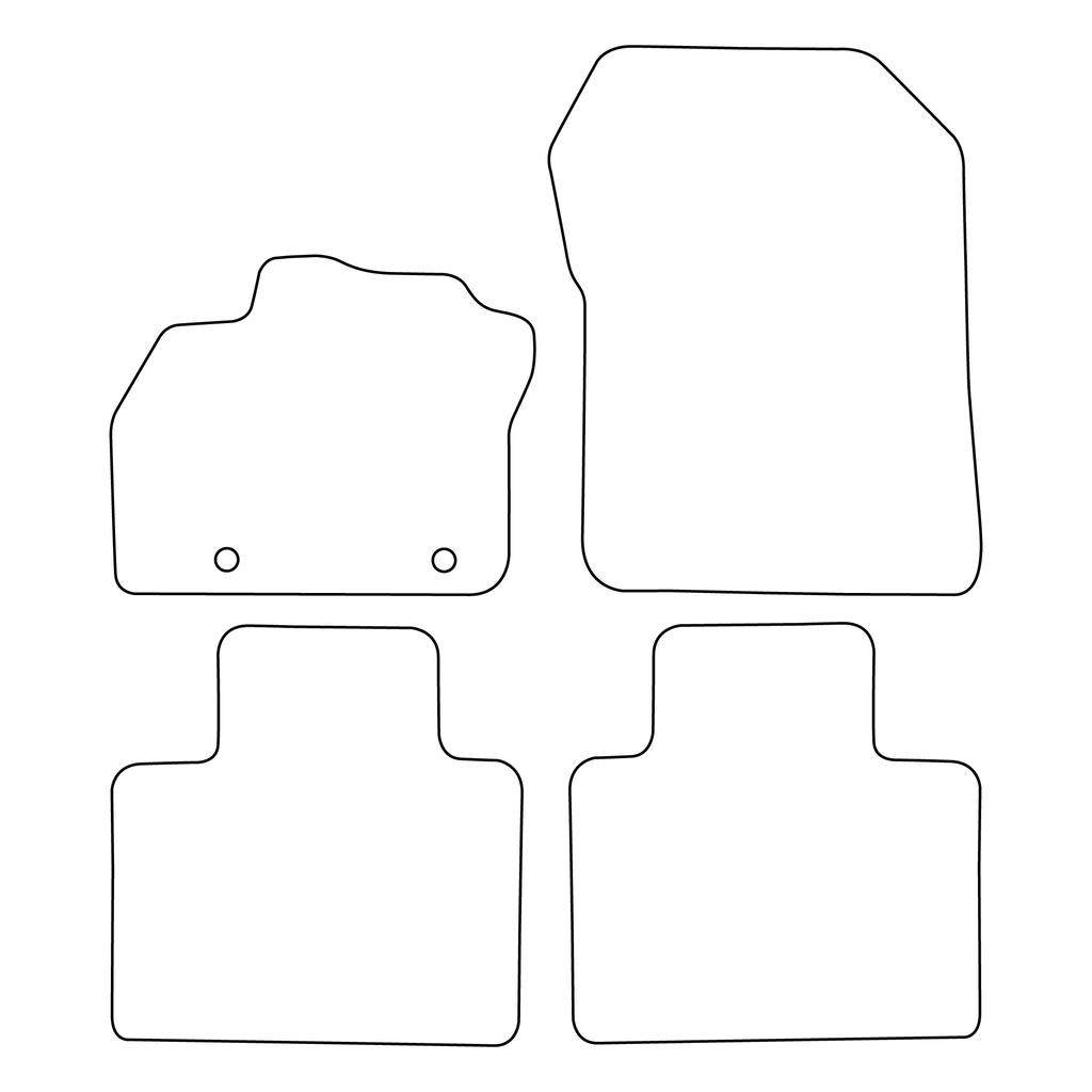 Velour Car Mat Set, Car Mats Fitting Renault Zoe 2012, Black Trim
