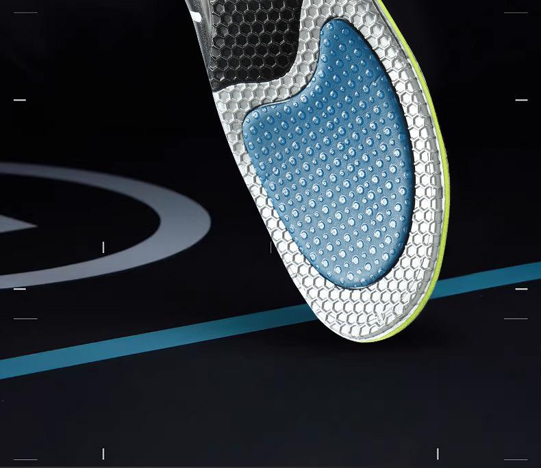 Ортопедические спортивные стельки при плоскостопии: Удобный, антибактериальный, дышащий, высокоэластичный, поглощающий удары и пот.