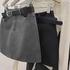 Women's High-Waisted Gray A-Line Skirt Suit for Spring/Summer