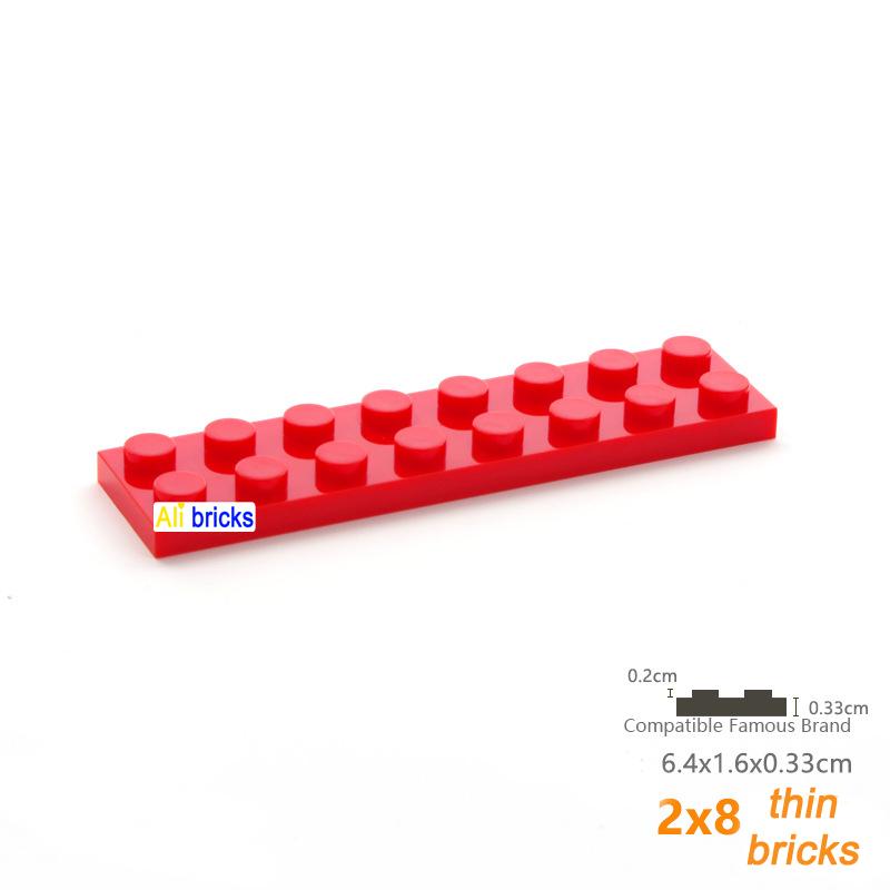 80 шт. объемных строительных блоков, тонкие фигурки, кирпичи 2x8 точек, 13 цветов, образовательные, креативные, совместимые с 3034 игрушками для детей
