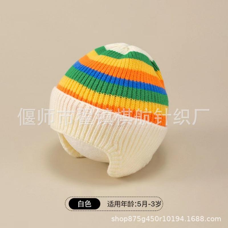 Autumn and Winter Thick Thread Knitted Hat New Cute Bear Boys and Girls Winter Plush Wool Hat Ear Protection Children's Hat