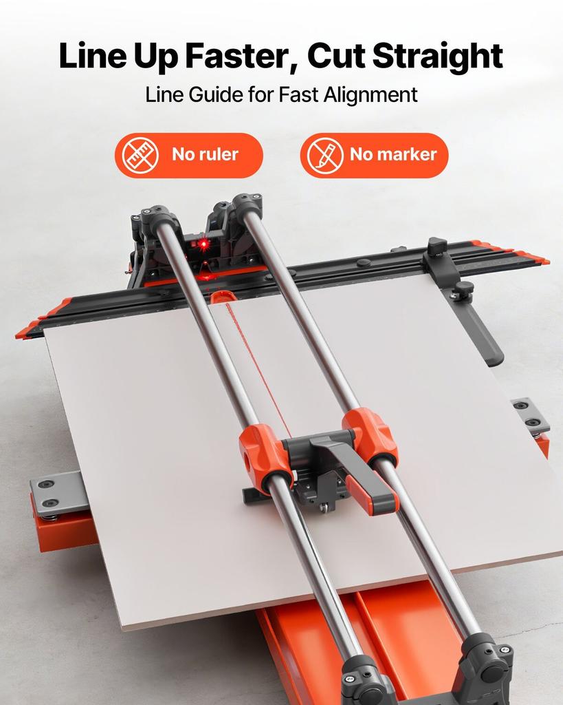 1000 mm Manual Tile Cutter, Upgraded Sliding Head Cutting Tool with Spring-Loaded Base, Angle Fence, Tungsten Carbide Cutting Wheel, Alignment Guide,