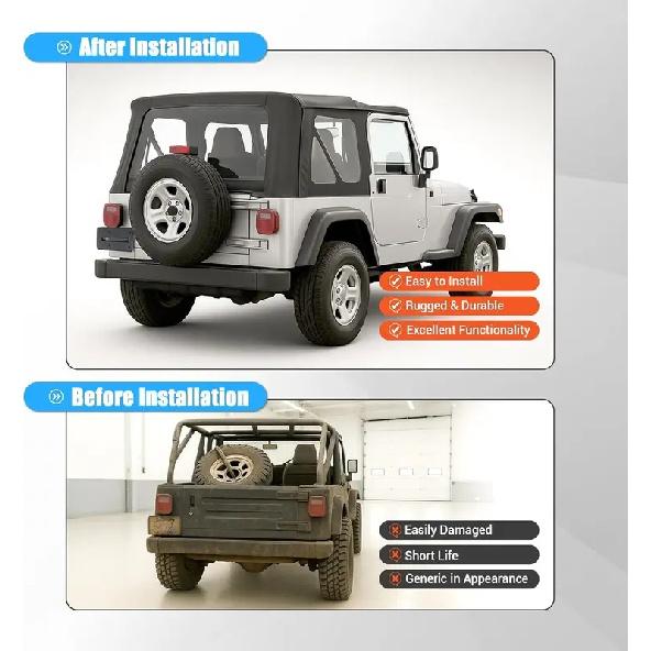 Rear License Plate Compatible with 1997-2006 Jeep Wrangler TJ, Replacement for 55174994, License Frame Holder, Mounting Bracket,