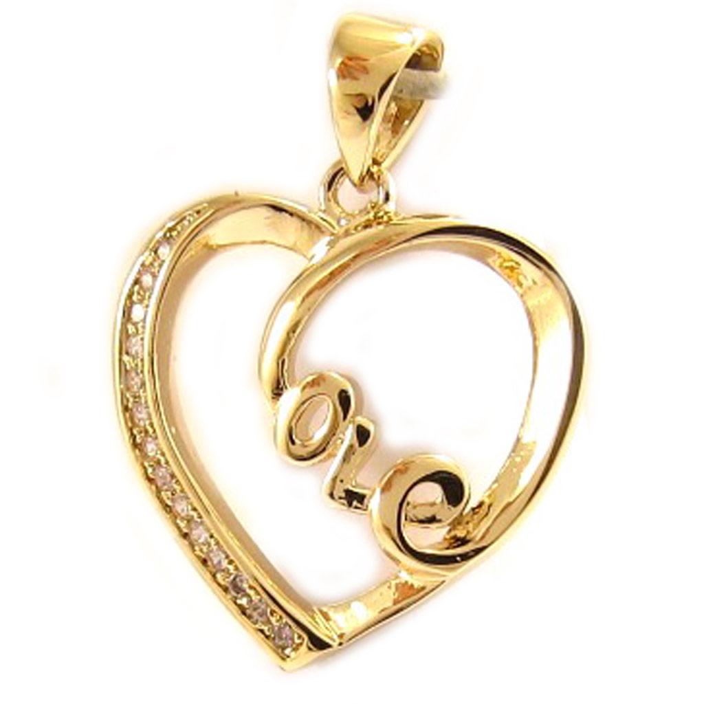 Les Trésors De Lily [L4380] - Позолоченный кулон «Любовь», белое золото - 20x18 мм