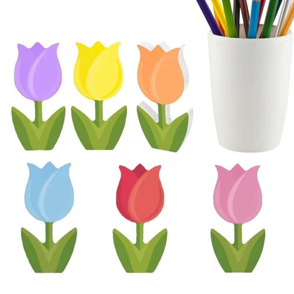 6Pcs Double-Sided Tulip Layered Tray Decoration Candy Color Plastic Floral Decoration  Easter Party