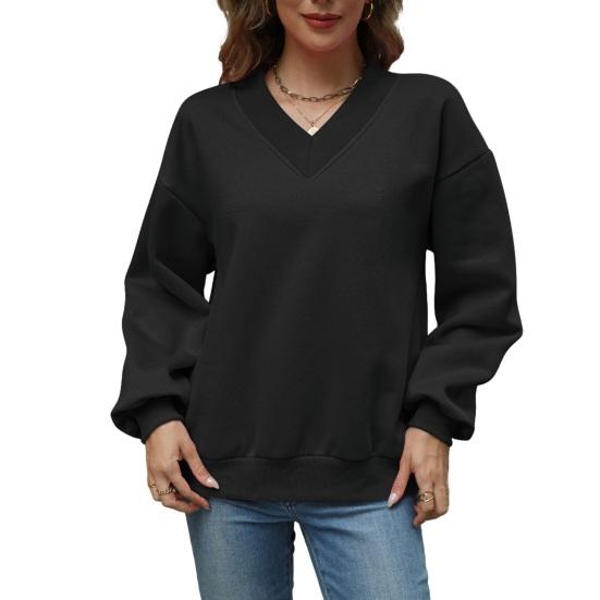 Women's V Neck Oversized Sweatshirts Fleece Long Sleeve Pullover Top