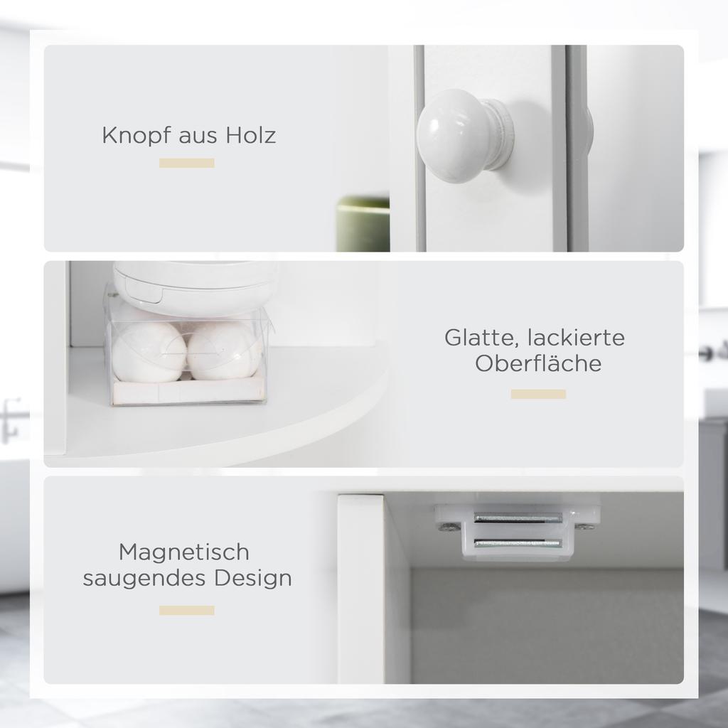 Mirror Cabinet Bath Cabinet Bathroom Cabinet, 8 Compartments, Mirror Doors, Water-resistant, 66 cm x 17 cm x 63 cm, White
