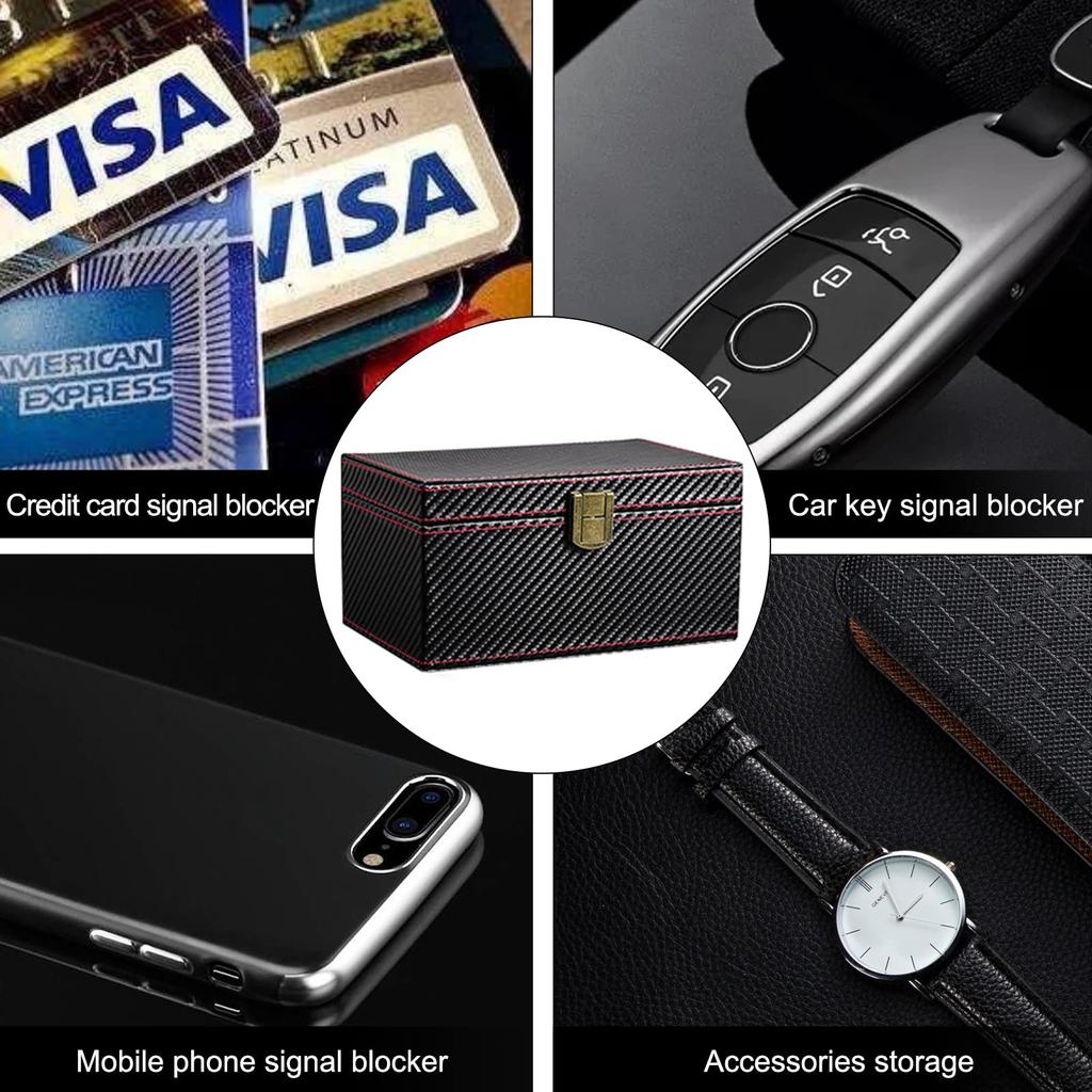 Коробка Фарадея для автомобильных ключей, коробка для блокировки бесключевого сигнала, карбоновый чехол Фарадея, защищенный от взлома ящик для автомобильных ключей (Маленькая коробка)
