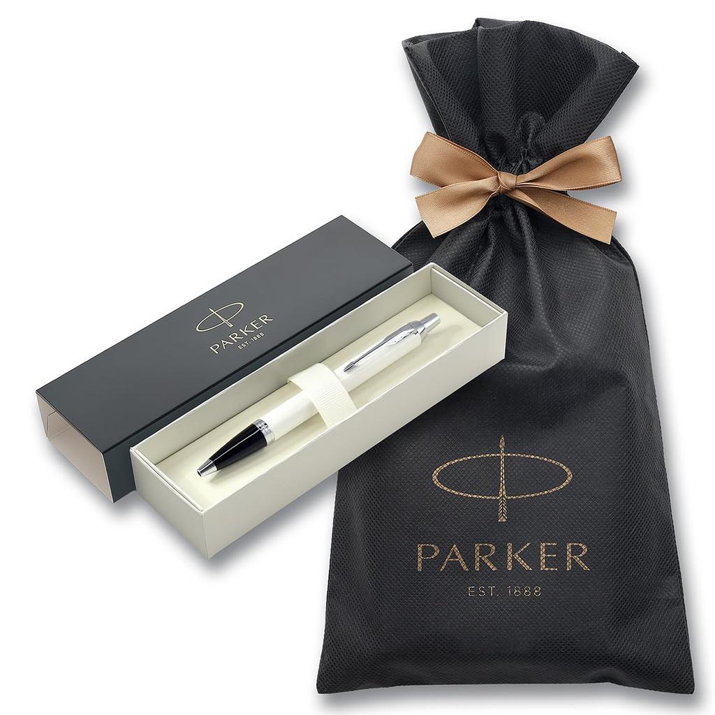 PARKER Ballpoint Pen IM White CT Medium Point Wrapping Bag with Brand Logo Gift Box Luxury Official Genuine Imported Product 1975650V3 Oil-based