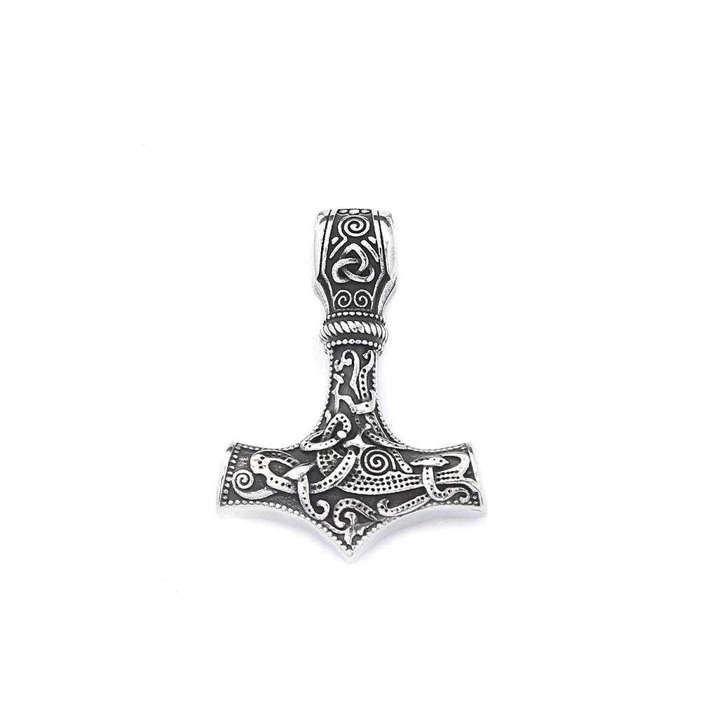 Vintage Classic Vikings Thor Mjolnir Hammer Pendant Necklace Men's Stainless Steel Nodic Amulet Pagan Jewelry Gifts