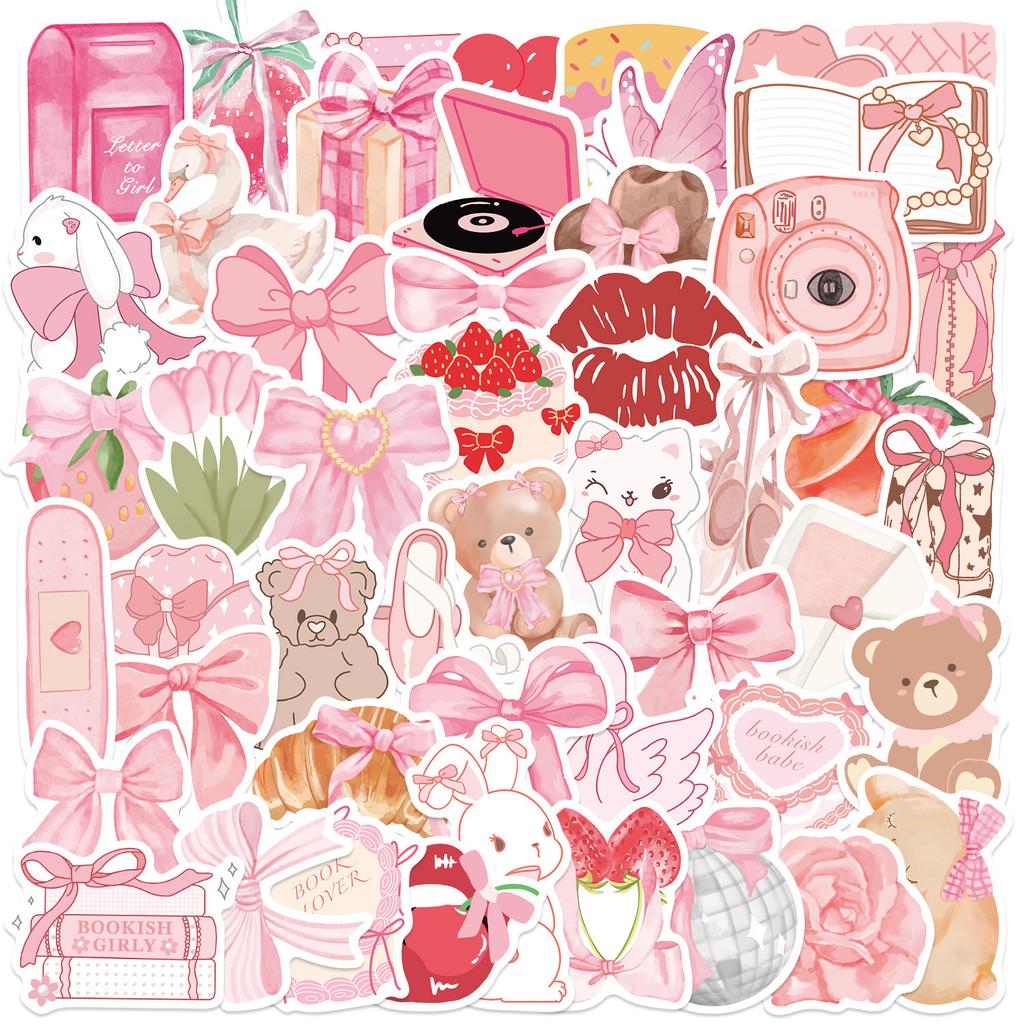 50 Pink Aesthetic Aesthetic Graffiti Stickers Guitar Laptop Suitcase DIY Waterproof Stickers