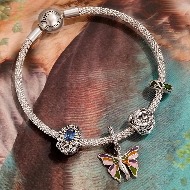 WOSTU Real 925 Sterling Silver Green Leaf Vine Spacer Beads Fit Original Charms Bracelet DIY Necklace S925 Fine Jewelry Making