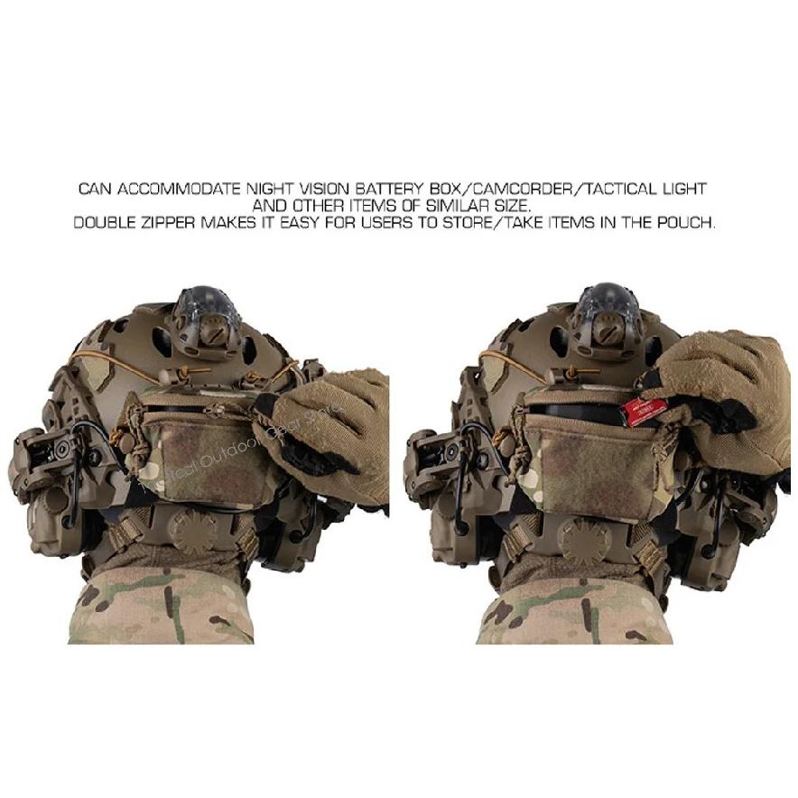 Tactical Helmet Rear Bag Brain Battery Pouch Hook&Loop NVG Battery Box Storage Pocket Hunting Gear Accessories SC Style