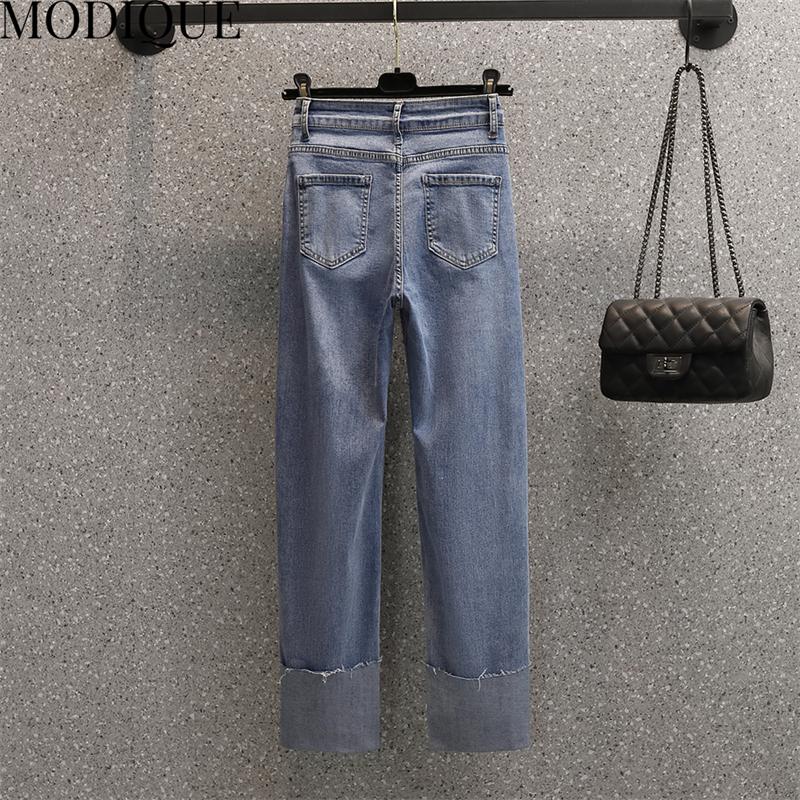 MODIQUE Осенние Большие размеры Новые женские эластичные прямые брюки до щиколотки Женские базовые повседневные джинсовые джинсы полной длины Женские длинные хлопковые брюки