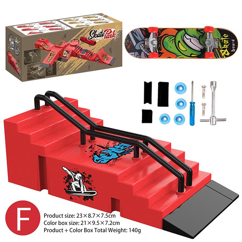 1 Set Mini Fingertip Skateboard Kit Children Finger Sports Toys Finger Skateboard Game Park Site Step Ramp Scene Props Gift