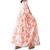 Summer new simple bohemian long dress fattened and enlarged short-sleeved crew neck printed dress women's clothing