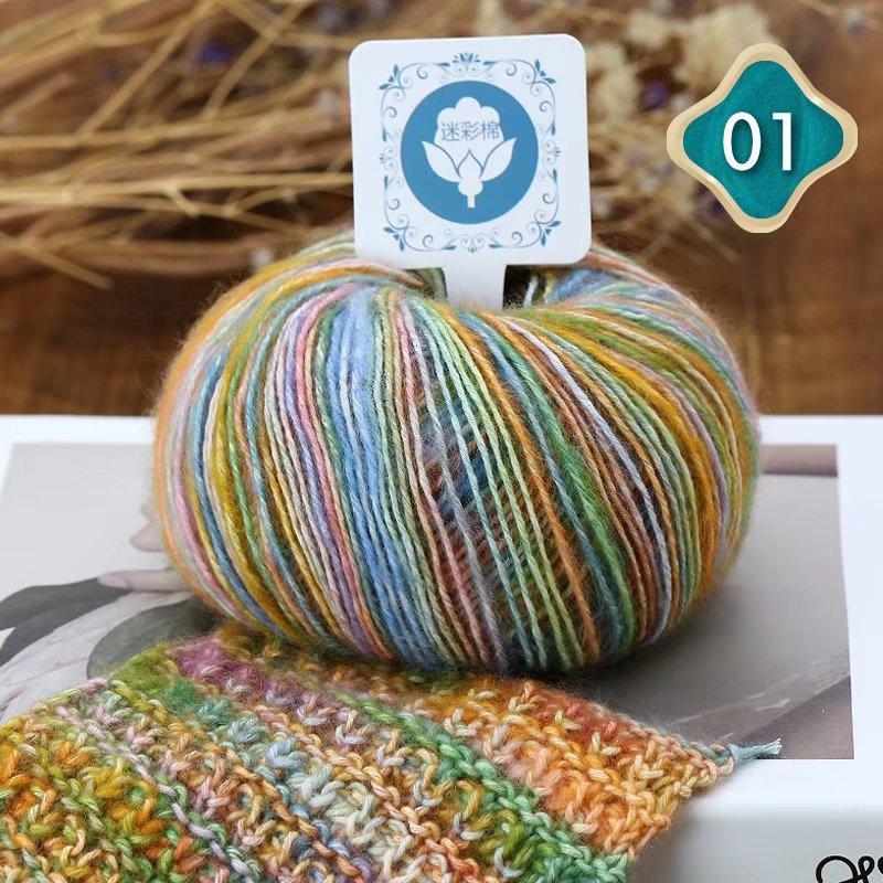 Камуфляжная хлопчатобумажная пряжа, окрашенная сегментами шерсти Mahai, ручная работа, средняя толстая нить для шарфа, шляпы